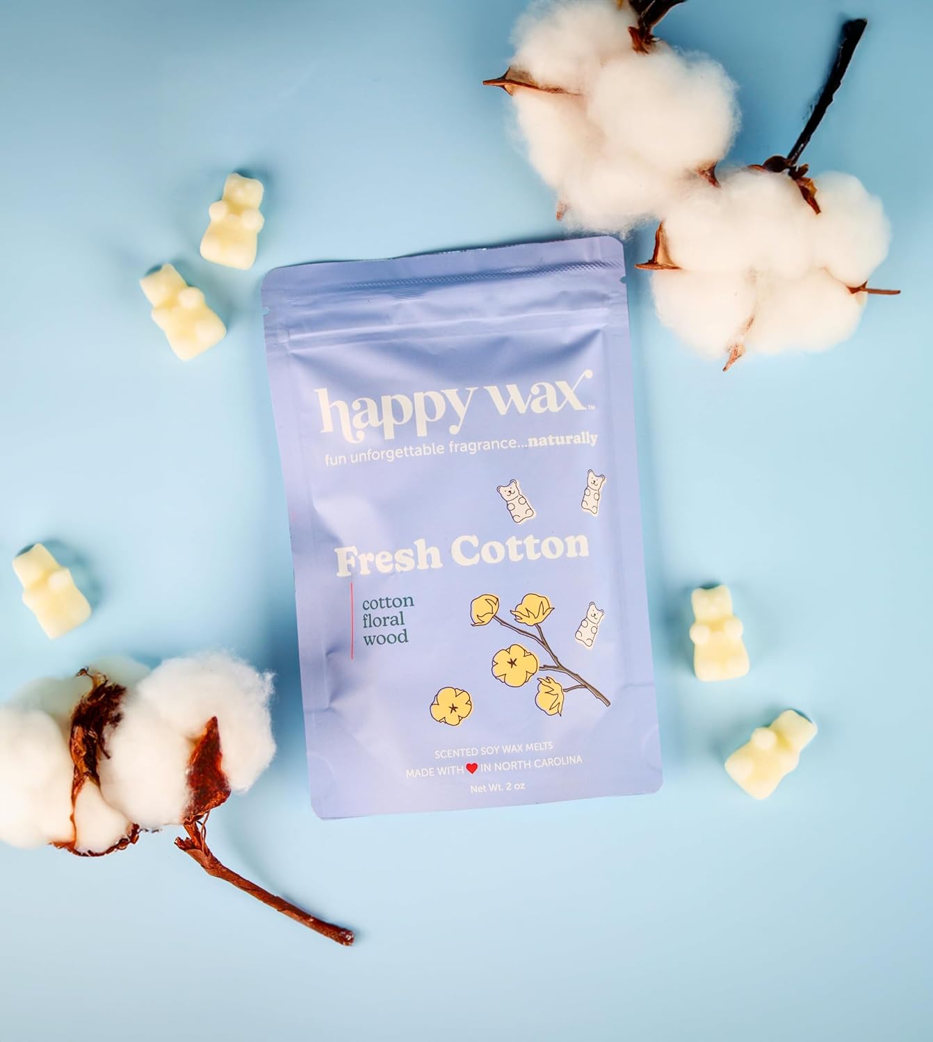 Happy Wax Fresh Cotton Scented Bear Wax Melts - 8 oz Pouch