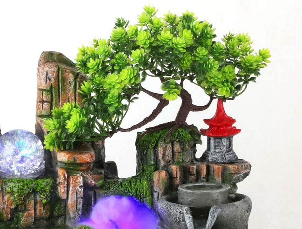 Tabletop Fountain with LED Light for Desk Home Office Bedroom Relaxation
