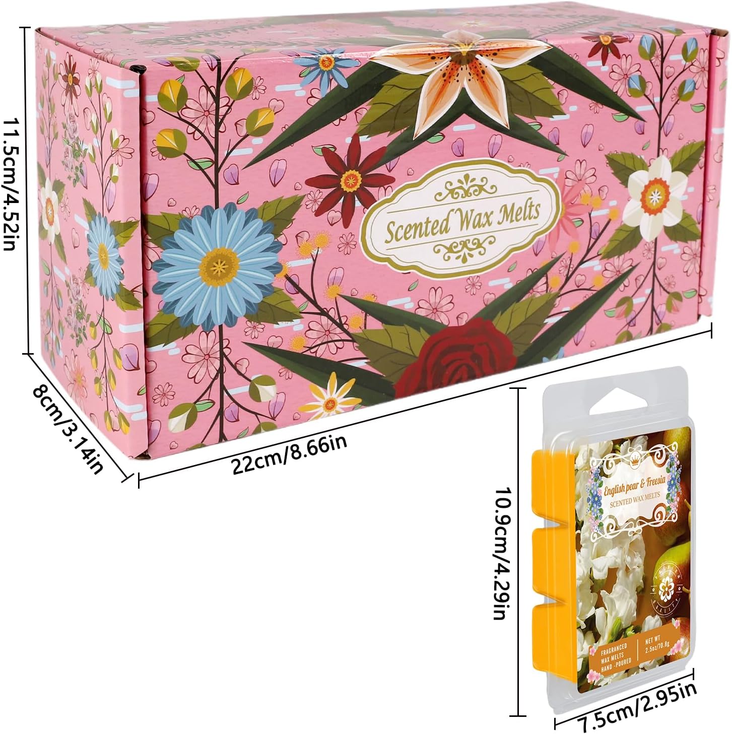 8 Natural Soy Wax Fire-Free Aromatherapy Cubes Gift Box
