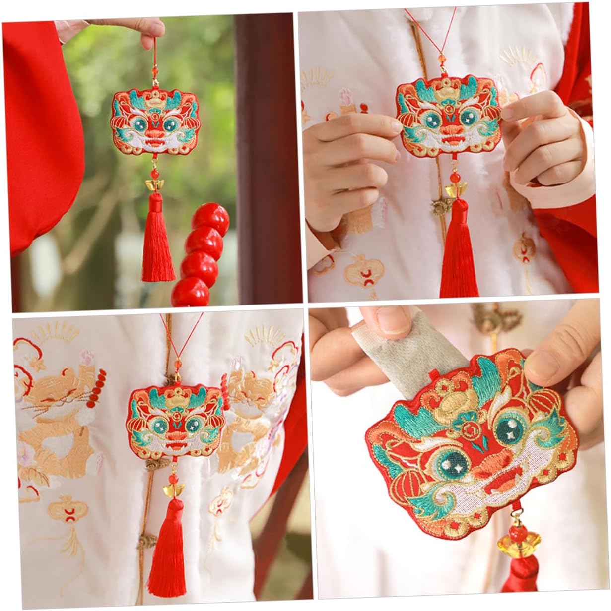 LIFKOME Embroidered Dragon Sachet Holder Bag