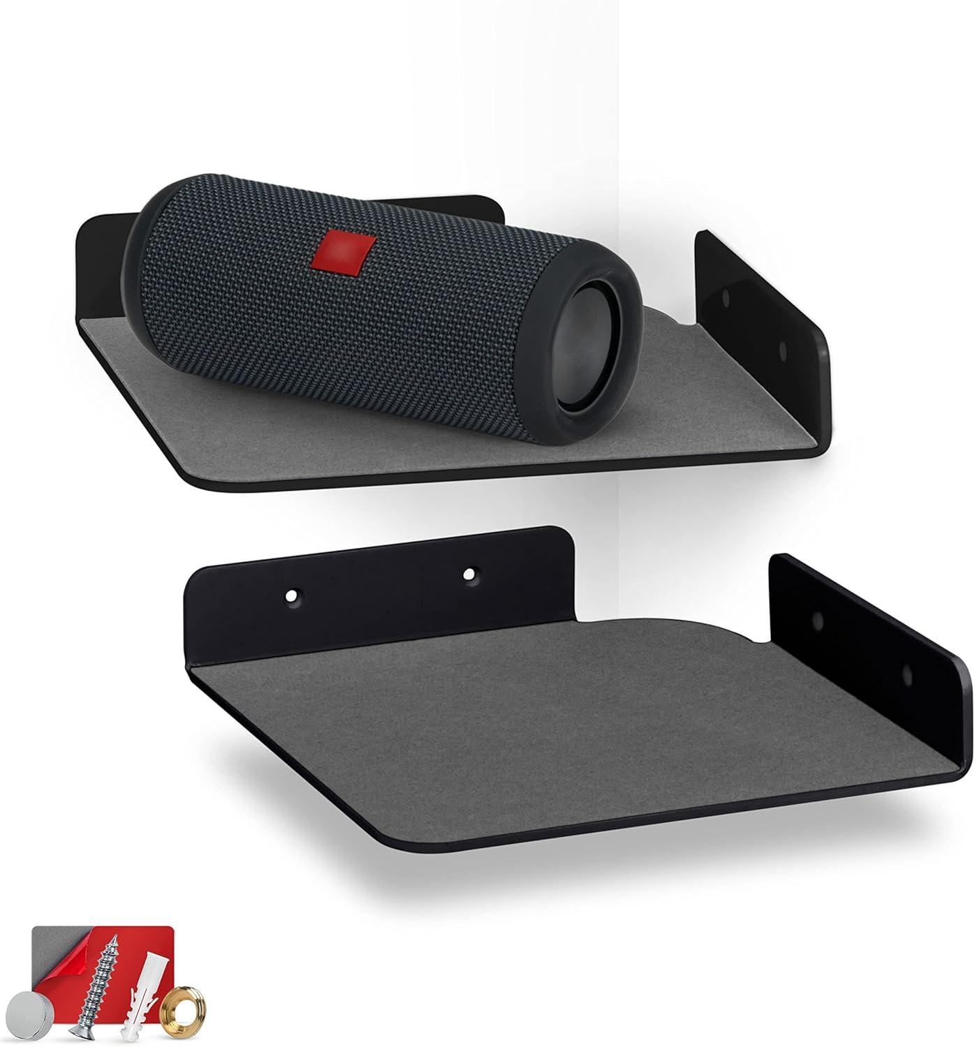 BRAINWAVZ 2 Pack 8 Inch Corner Floating Shelf Black