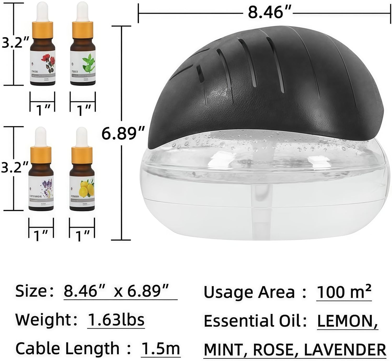 Air Purifier with 4 Bottles of Perfume Blue LED Night Light
