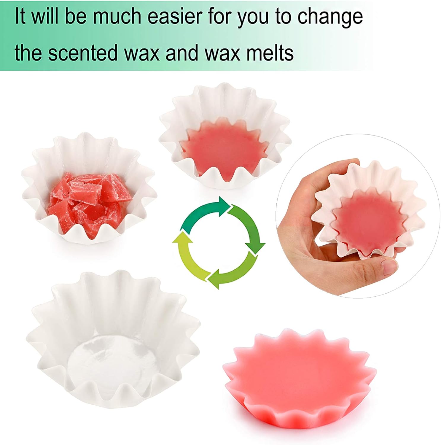JUXYES 100 Reusable Wax Melt Liners Tray