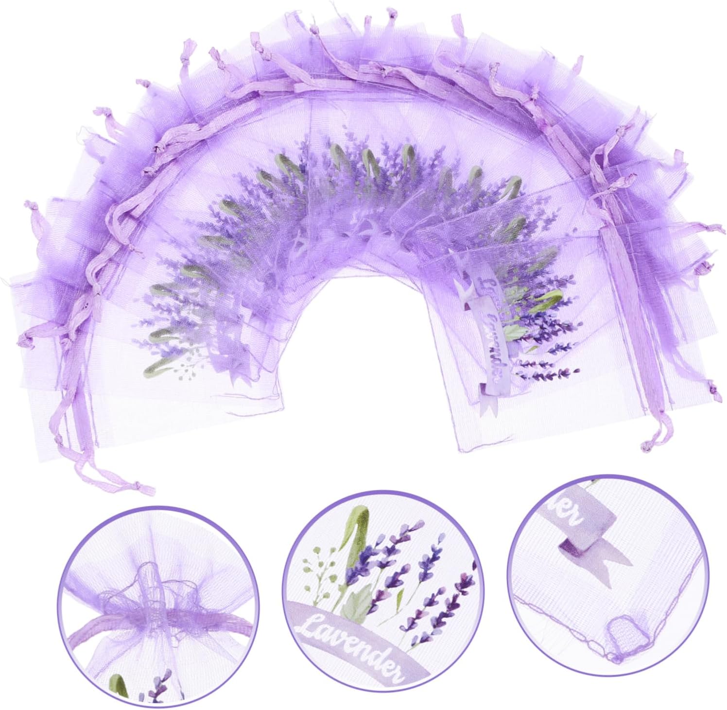 Mobestech 20pcs Lavender Sachets Breathable Drawstring Bags for Home Fragrance Storage