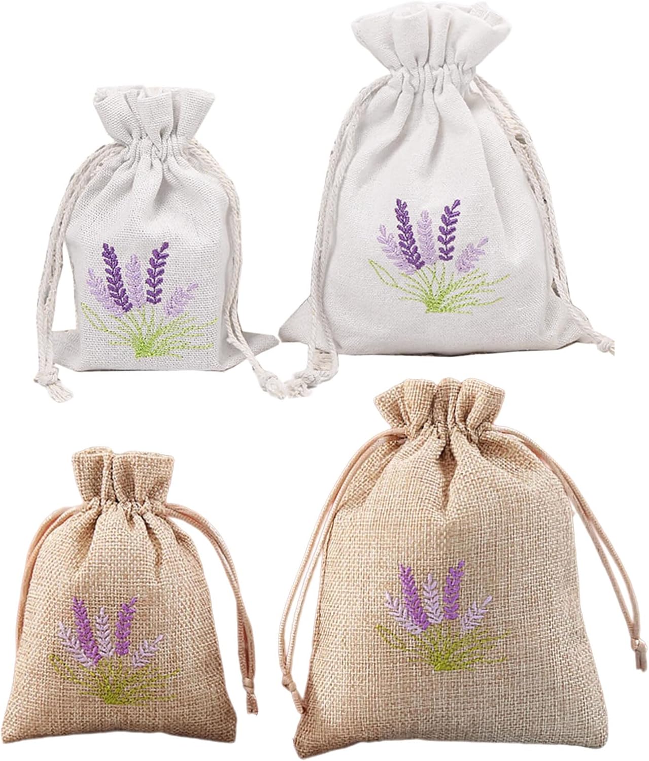 Set of 10 Cotton Linen Lavender Scented Bags for Jewelry Storage