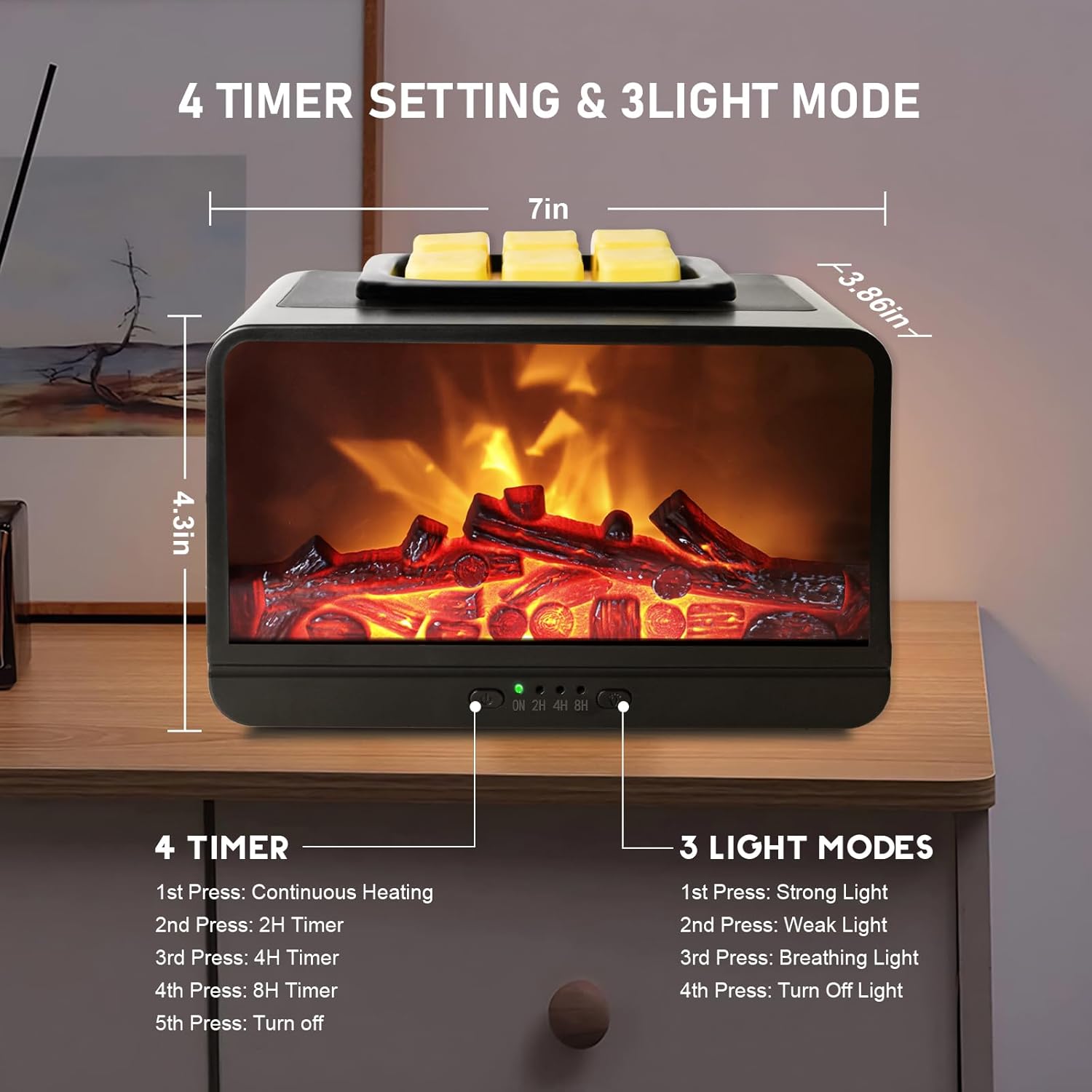 EQUSUPRO Flame Effect Wax Melter Electric Burner with 4 Timer Settings