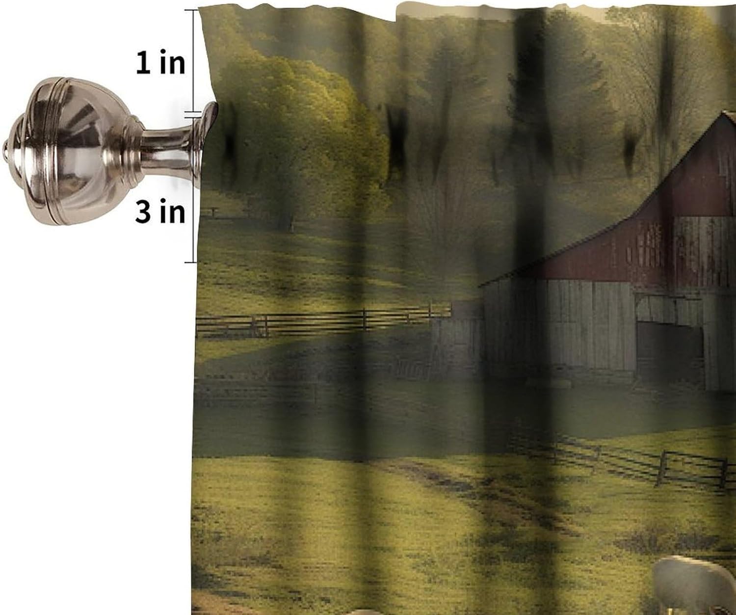 Country Farm Valance with Windmill Print 54x18in