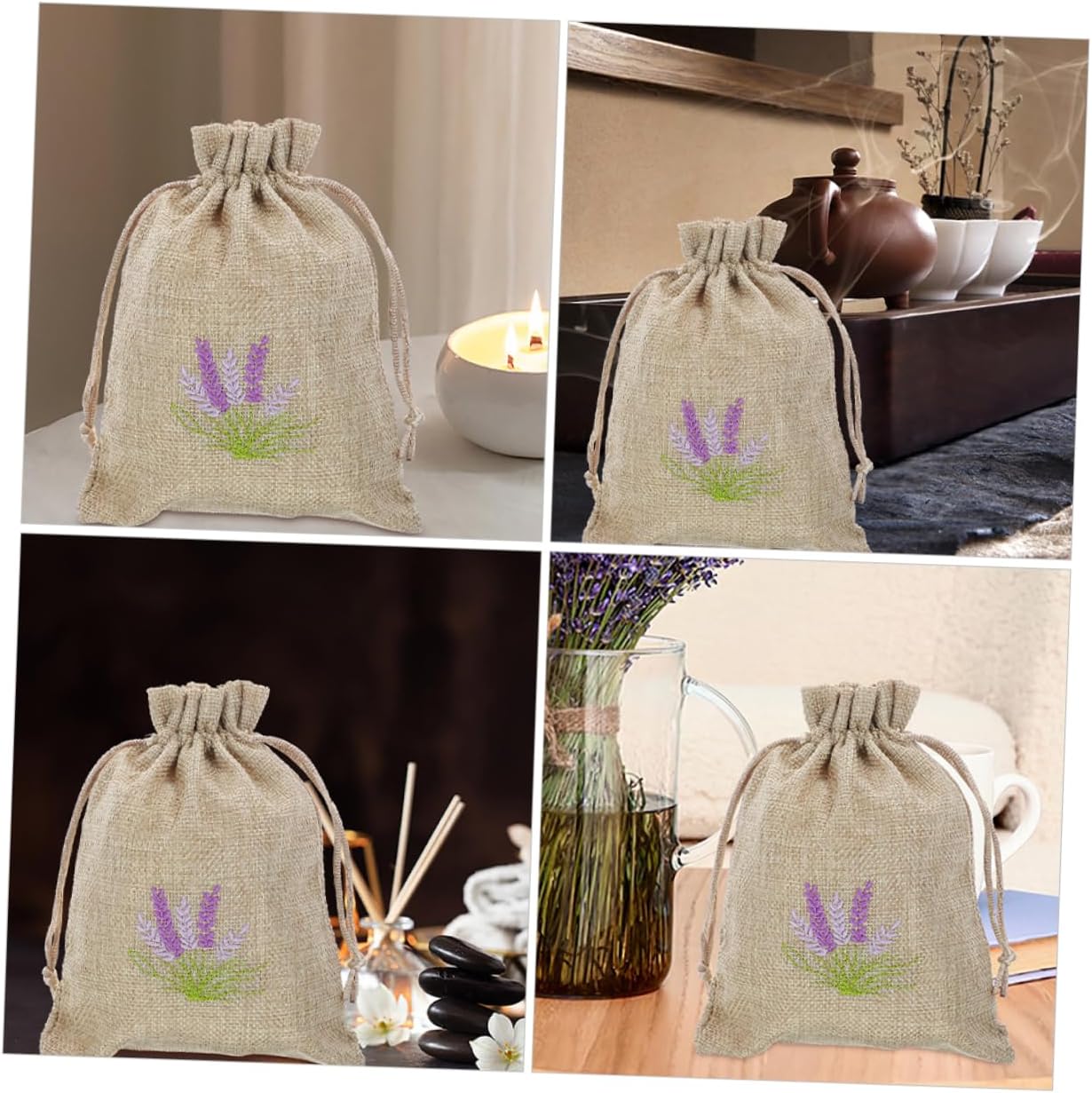 VOSAREA 5pcs Refillable Lavender Sachet Bags for Home Fragrance