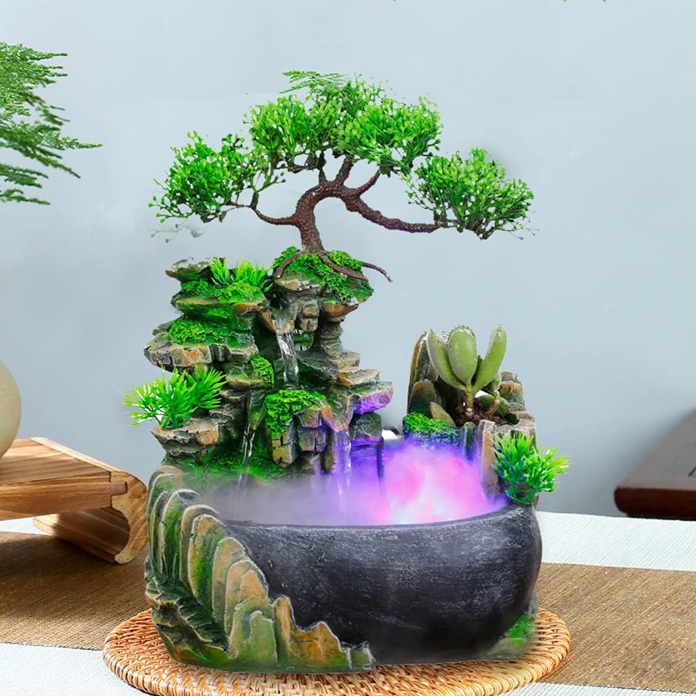 Wupyi Tabletop Fountain Indoor Waterfall Zen Meditation Decor