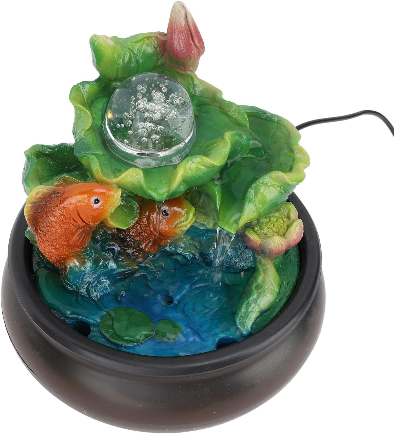 USB Tabletop Fountain with LED Lights and Adjustable Flow