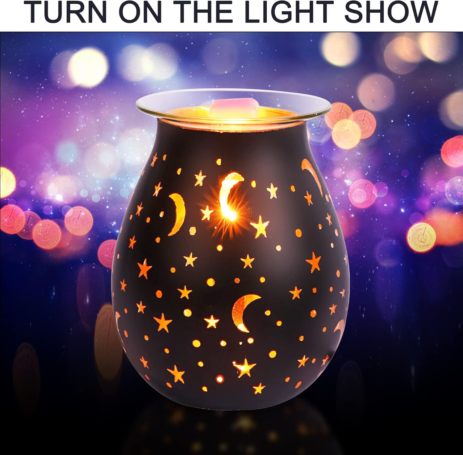 WNP Electric Glass Wax Warmer with Star and Moon Design