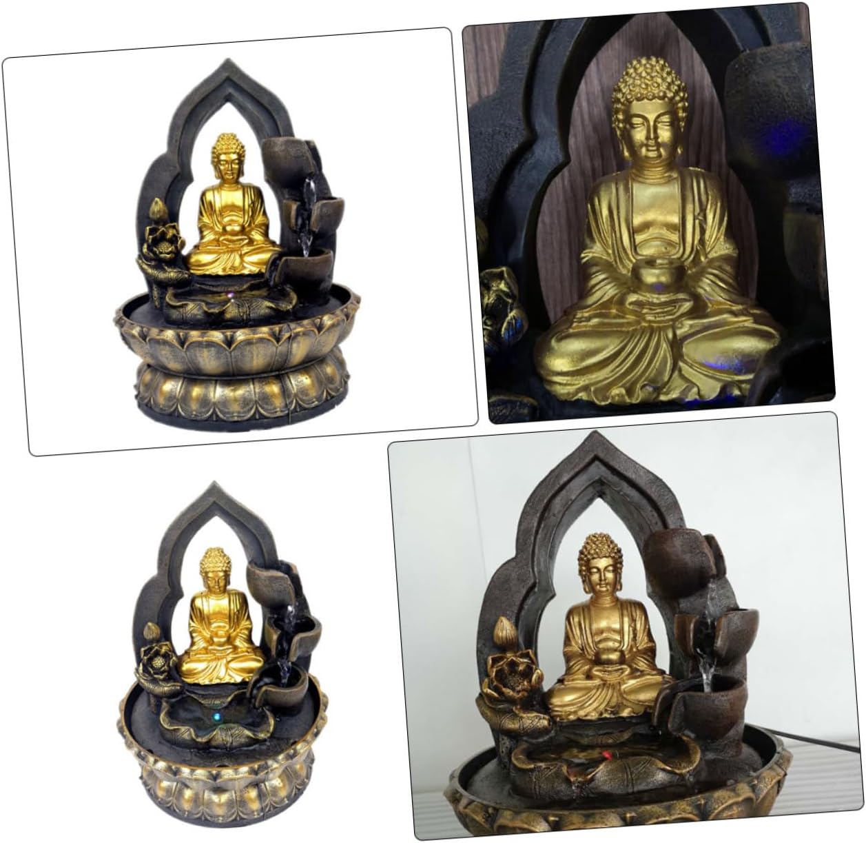 Happyyami 110v Resin Buddha Waterfall Fountain Tabletop Decor