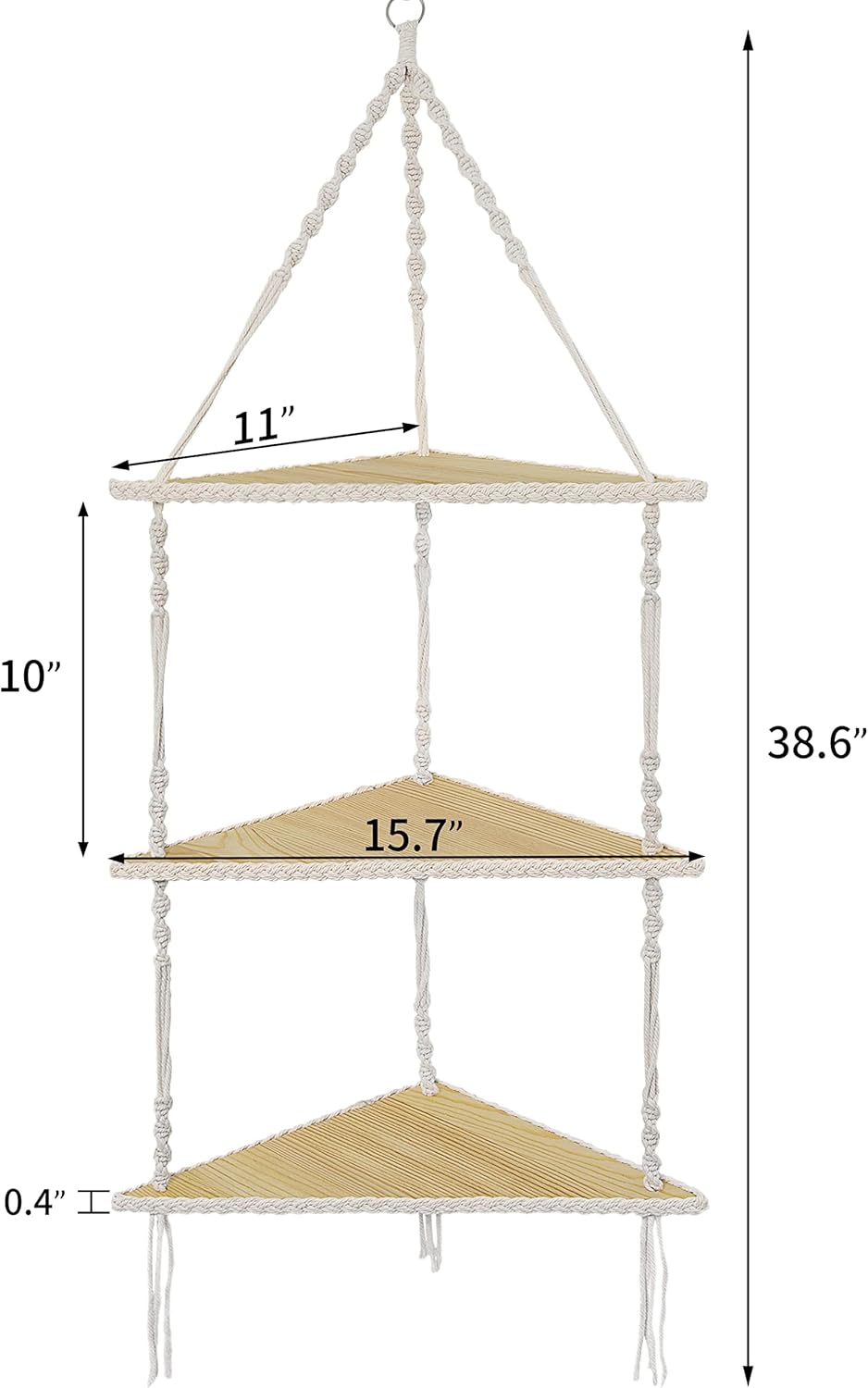 Mazjoaru 3 Tier Corner Shelves Boho Hanging Decor Organizer