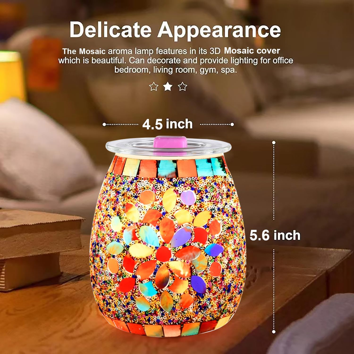 Dicimi Mosaic Glass Electric Wax Melts Warmer - Petal Design