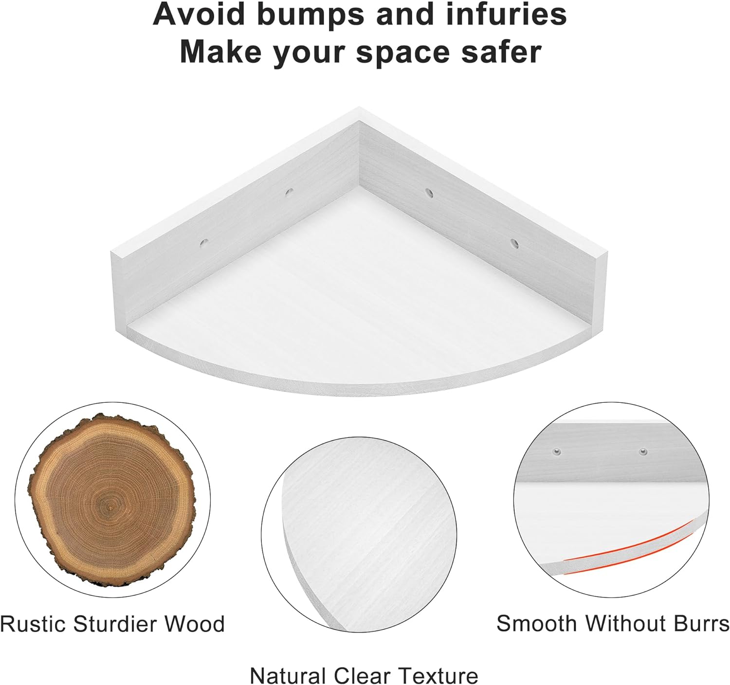 Alsonerbay White Corner Shelf Wall Mount Set of 3