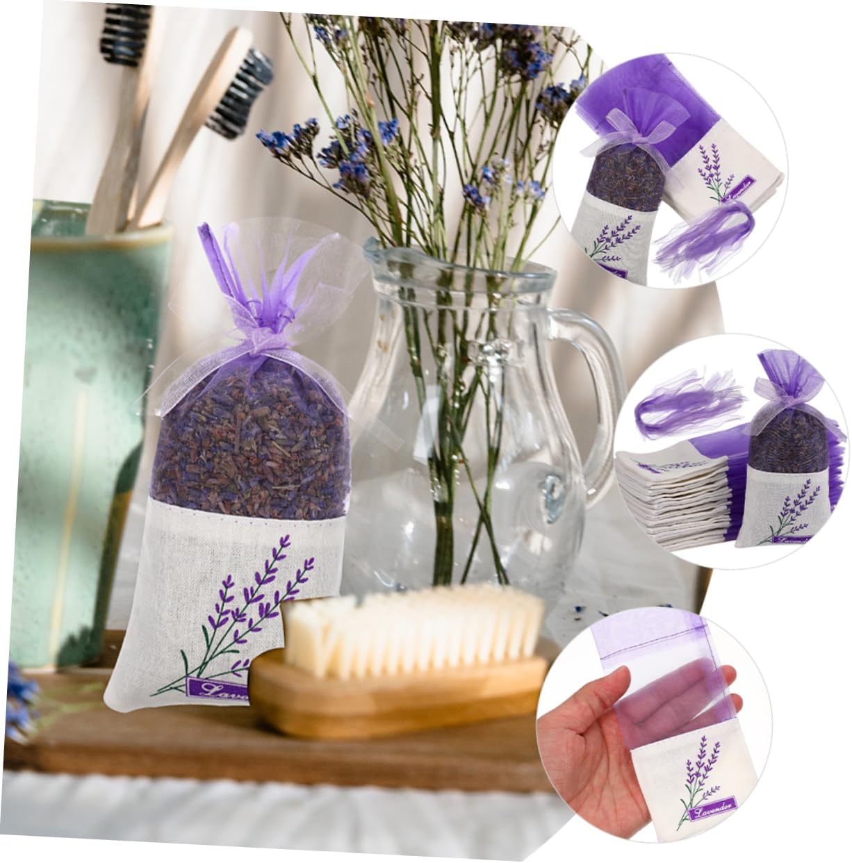 Hemoton 50pcs Lavender Sachet Bags for Home Fragrance and Closet Storage