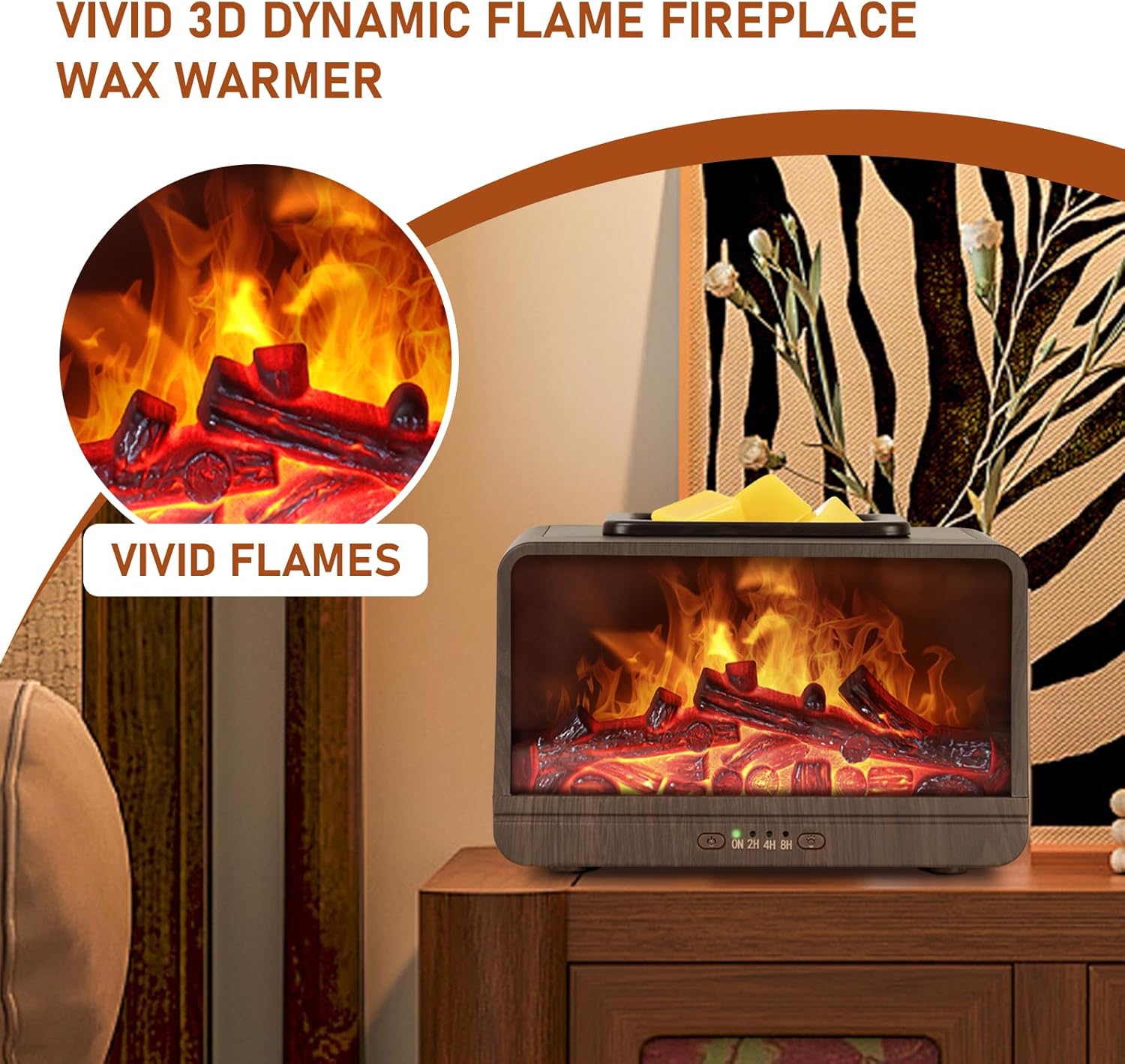 Electric Fireplace Wax Melt Warmer with 4 Timer Auto Shut Off