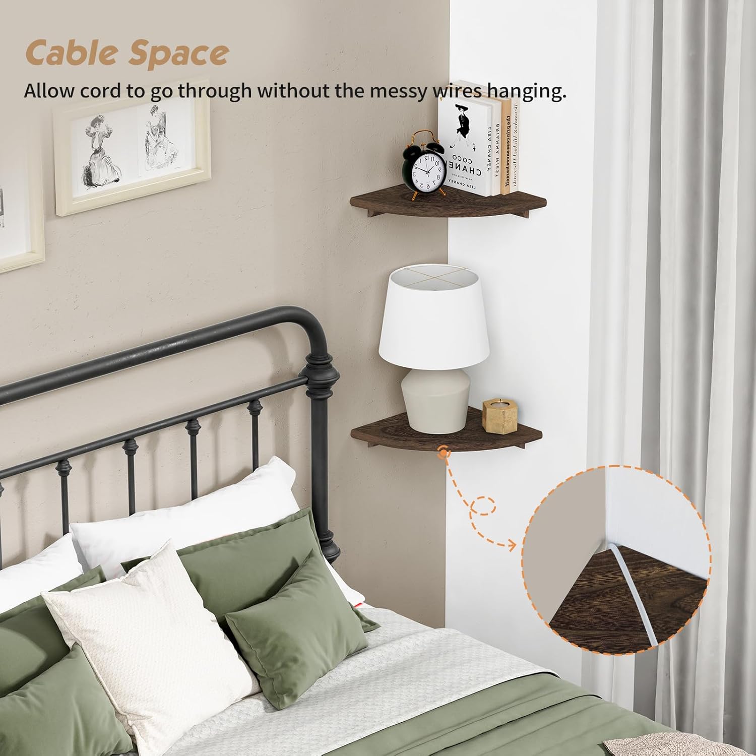 Forbena Floating Corner Shelves Set of 4 Dark Brown