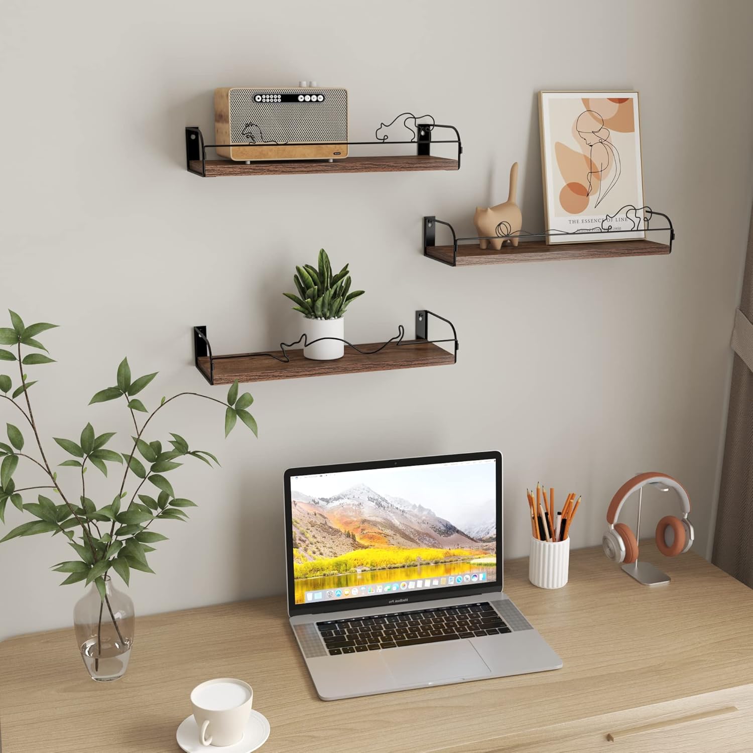 Lyeasw Floating Shelves Cat Wall Shelf Set of 3
