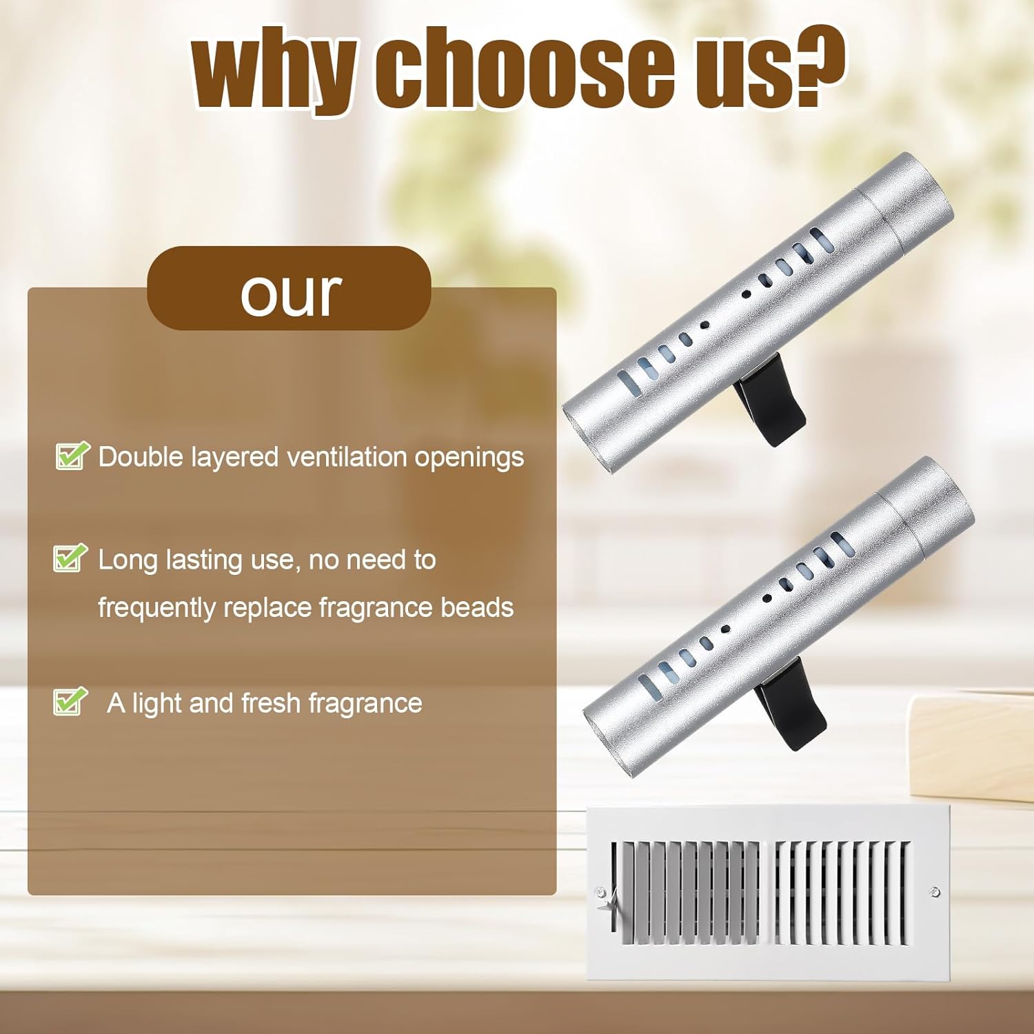 Weysat 6 Pcs Air Freshener Vent Clips for Whole House