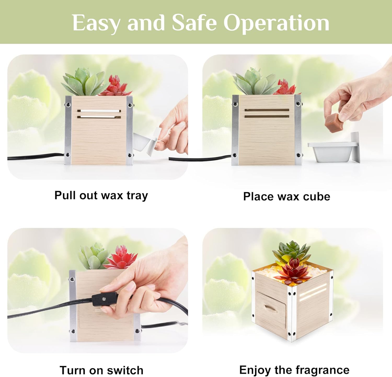 GXD Artificial Succulent Wax Warmer with LED Light