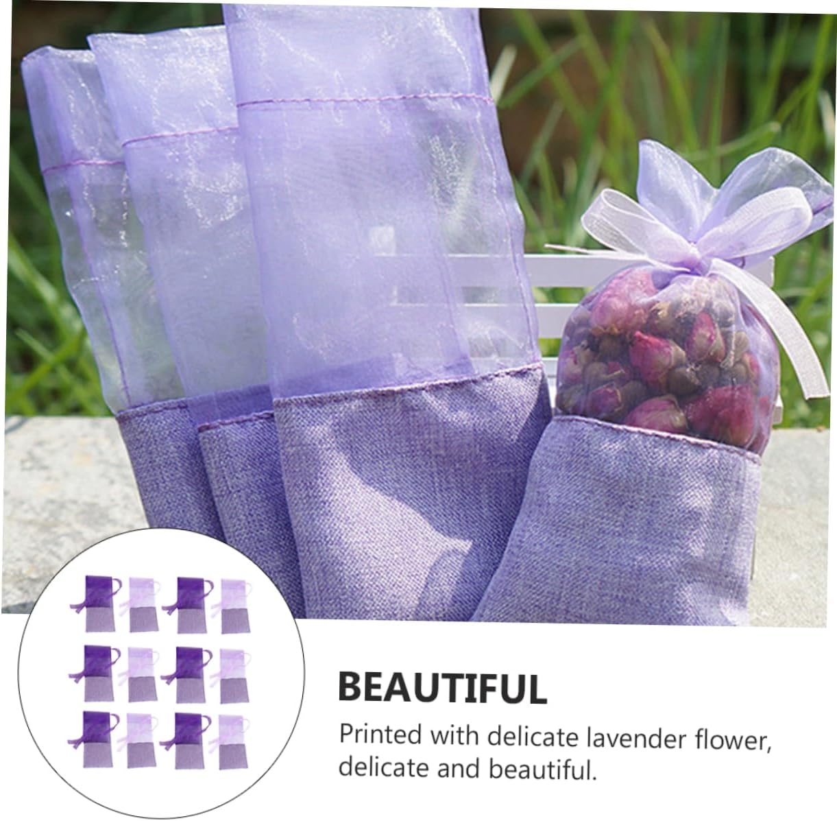 SAFIGLE 24pcs Lavender Gauze Sachet Bags for Wardrobe Air Fresh Portable