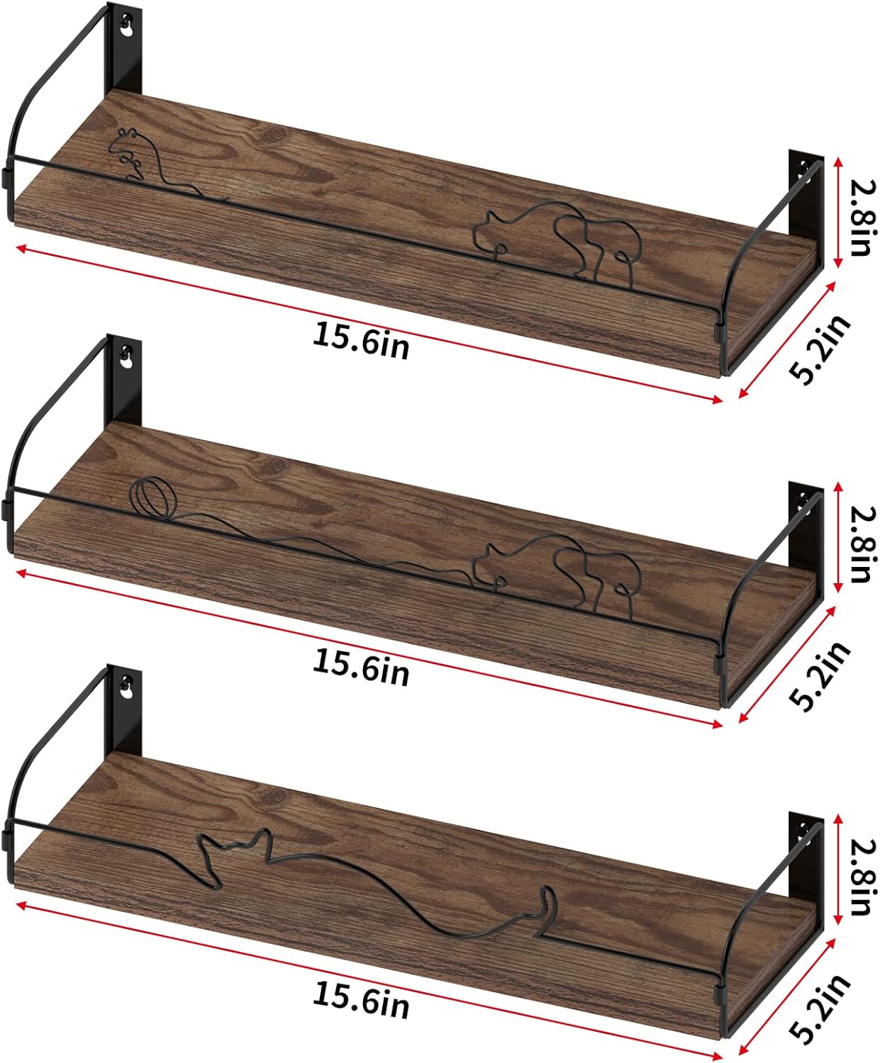 Lyeasw Floating Shelves Cat Wall Shelf Set of 3