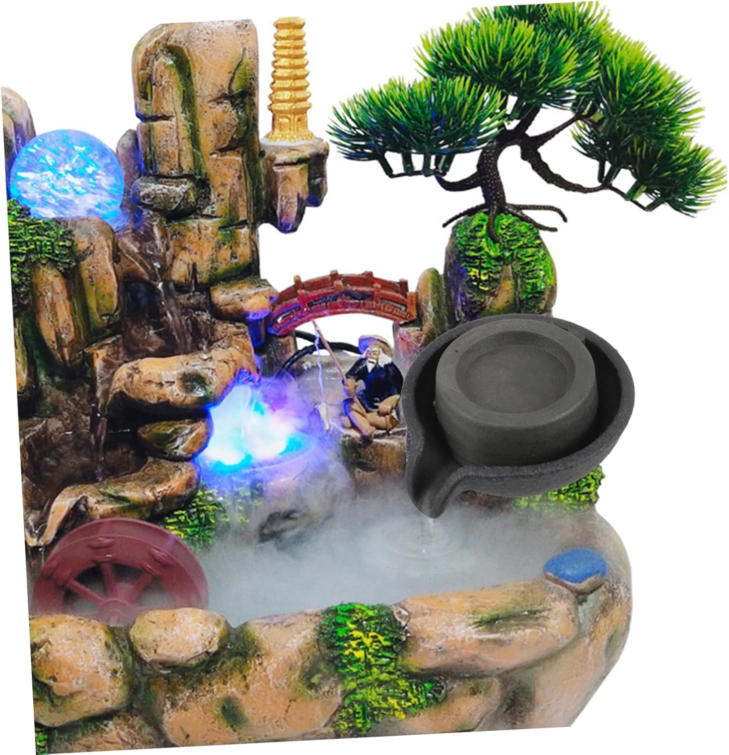 Compact Tabletop Water Fountain with Rotating Mill Design