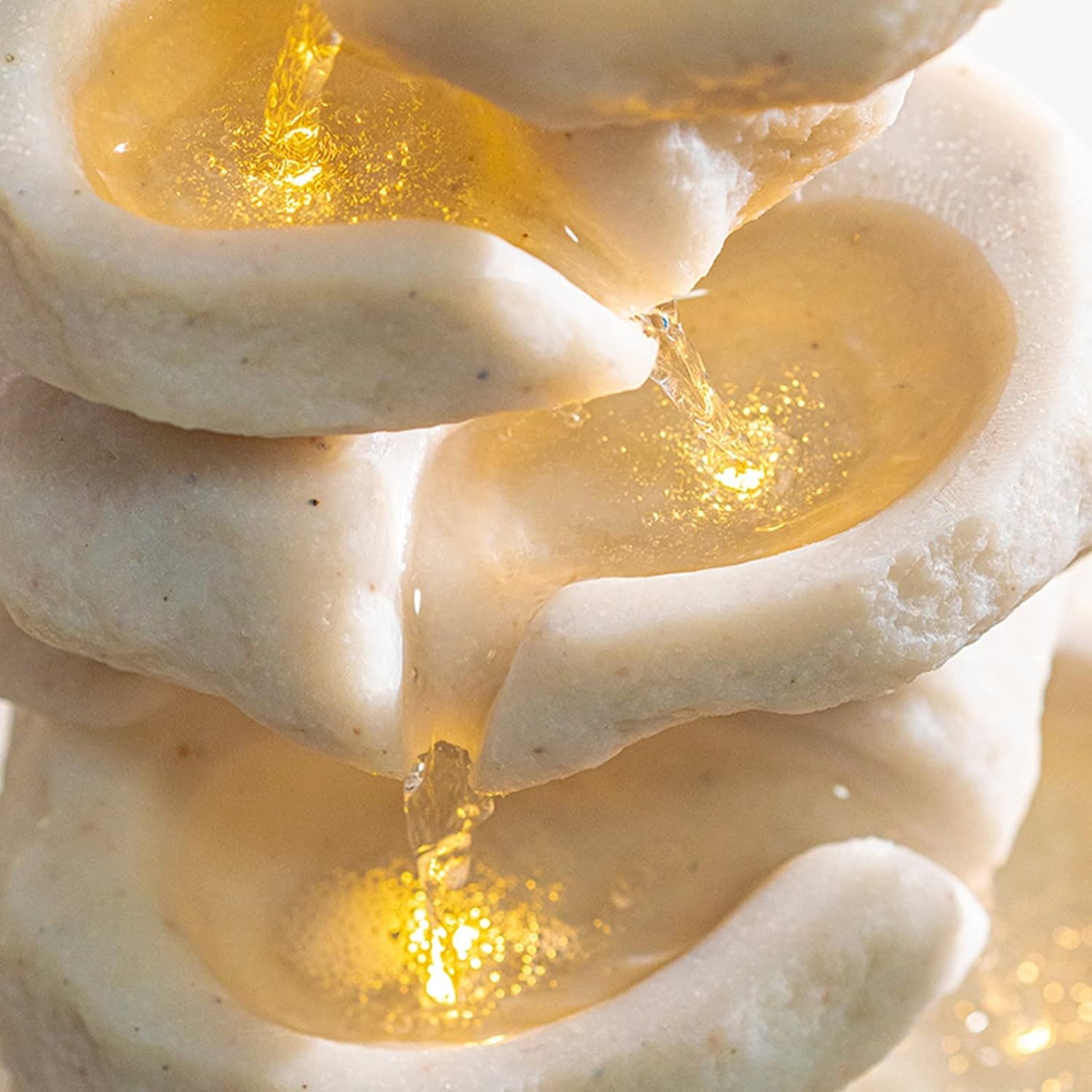 Waoceo Tabletop Fountain with LED Lights and Waterfall Design