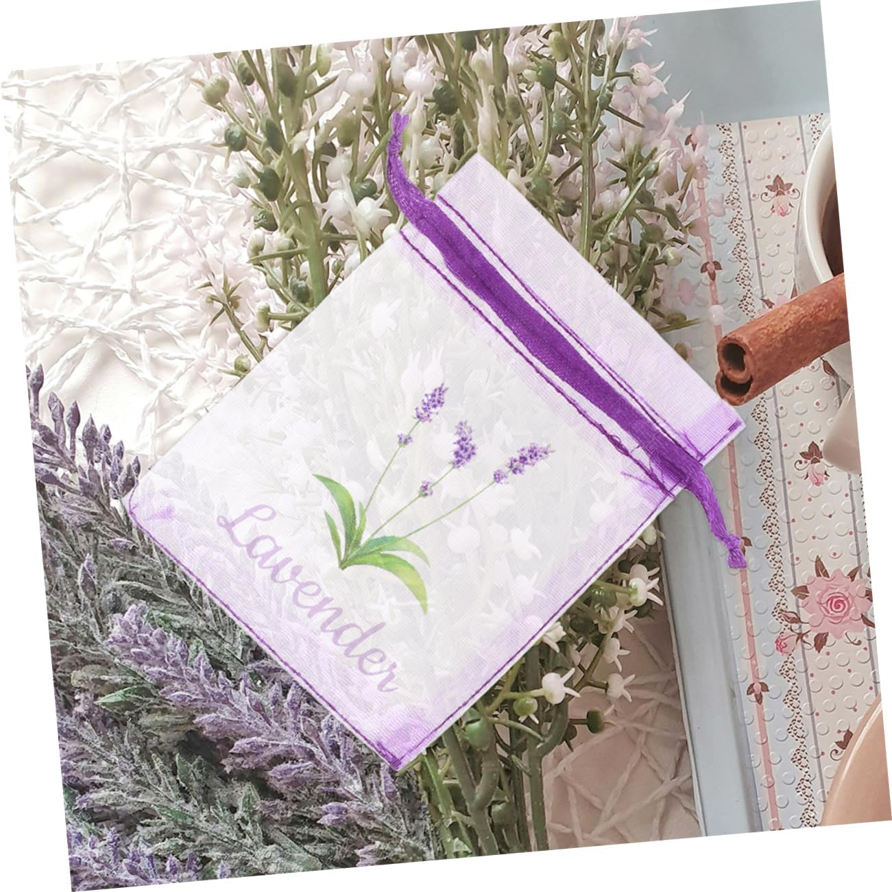 50pcs Lavender Sachet Bags with Drawstring for Home and Kitchen