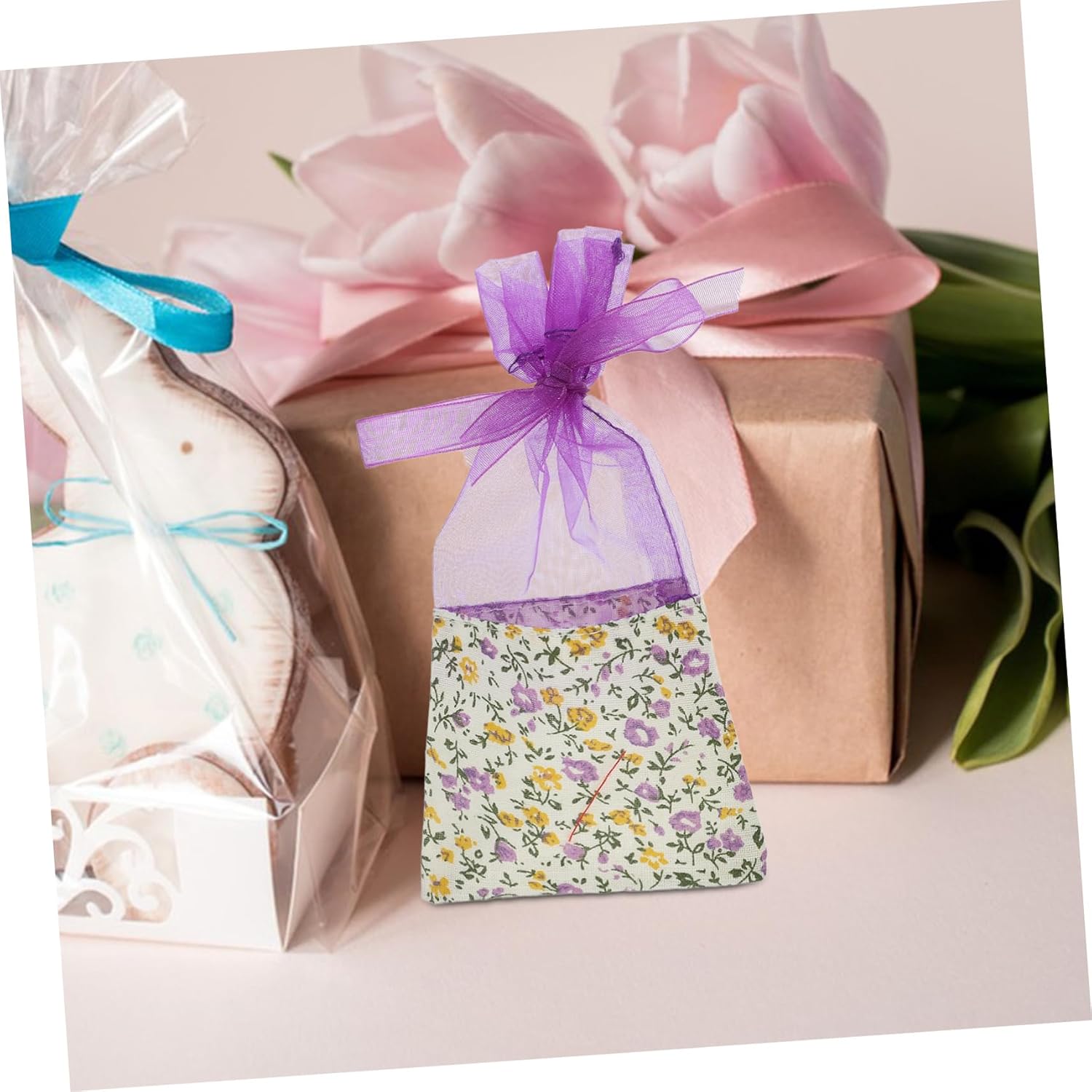 OUNONA 10pcs Lavender Sachet Bags with Drawstring Closure