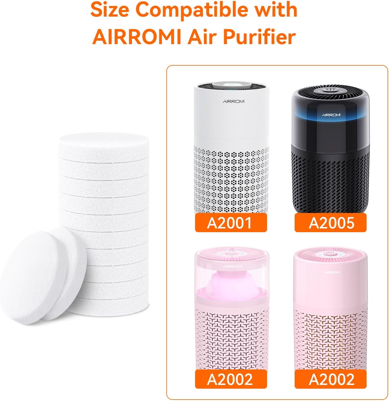 AIRROMI Aromatherapy Cotton Pads for A2001 A2002 A2005 Air Purifiers 12-Pack