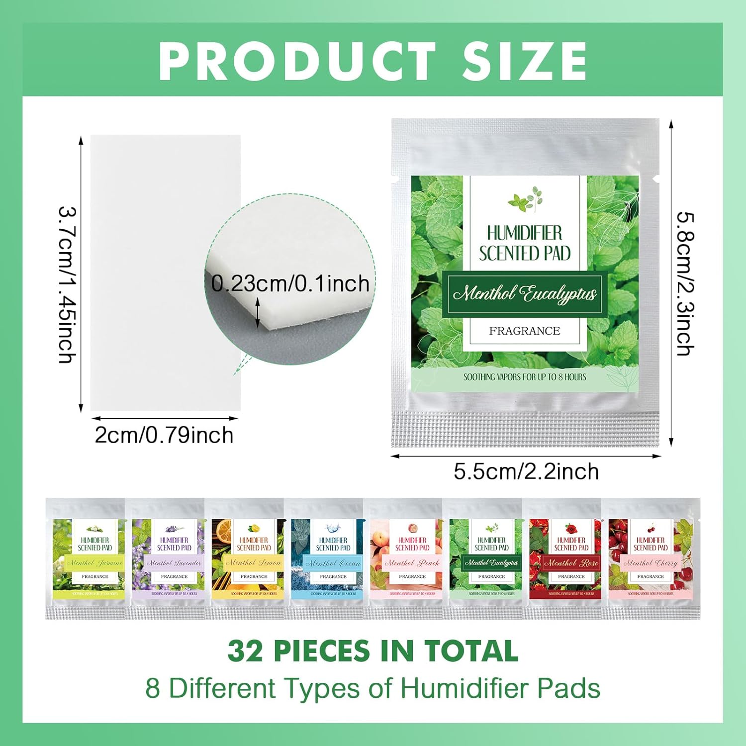 32 Pcs Universal Humidifier Scented Pads with 8 Scents