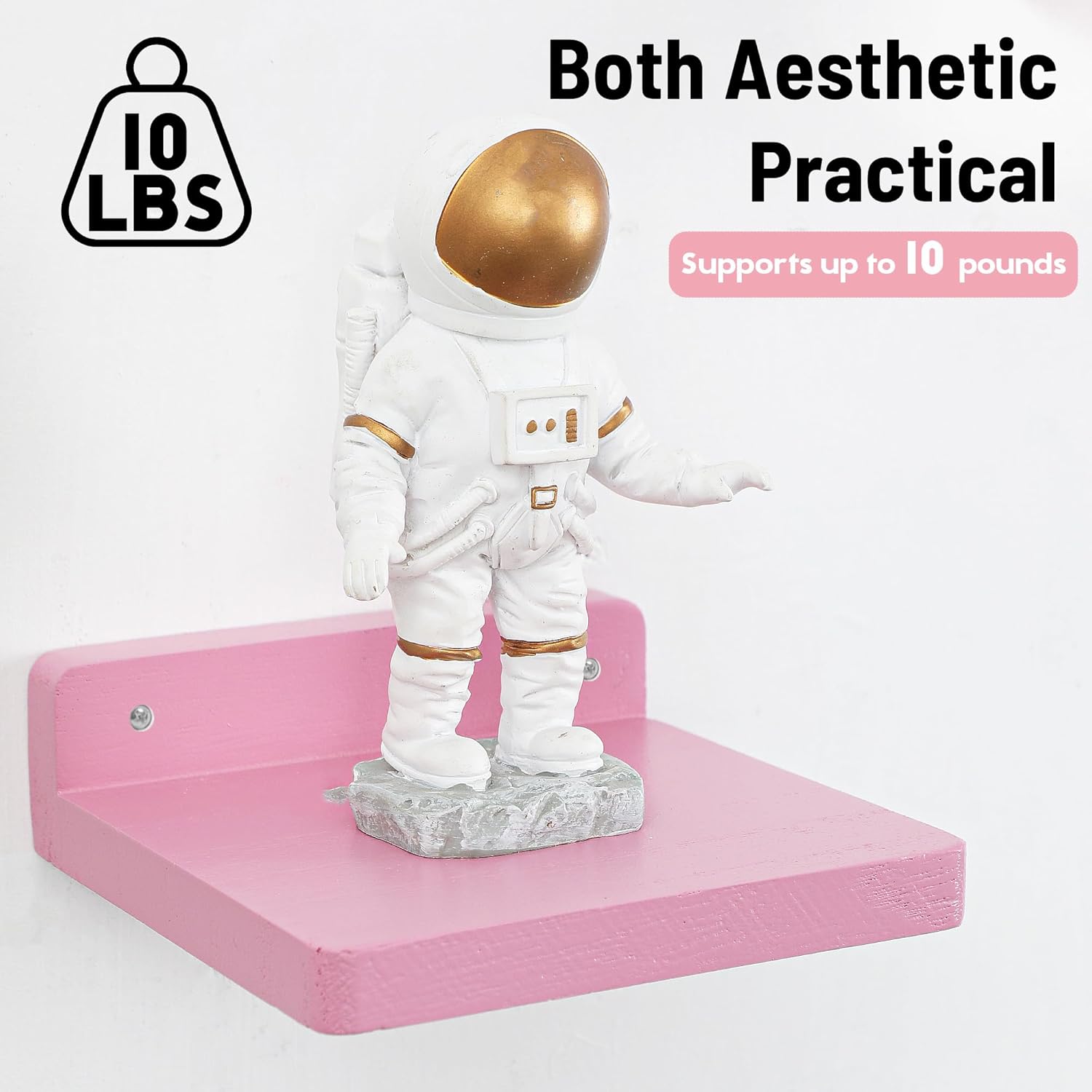 NIUBEST 3 Pack 5 Inch Floating Shelves Pink