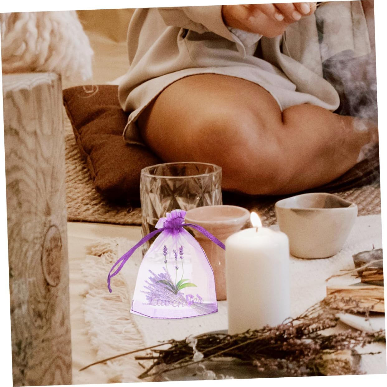 50pcs Lavender Sachet Bags with Drawstring for Home and Kitchen