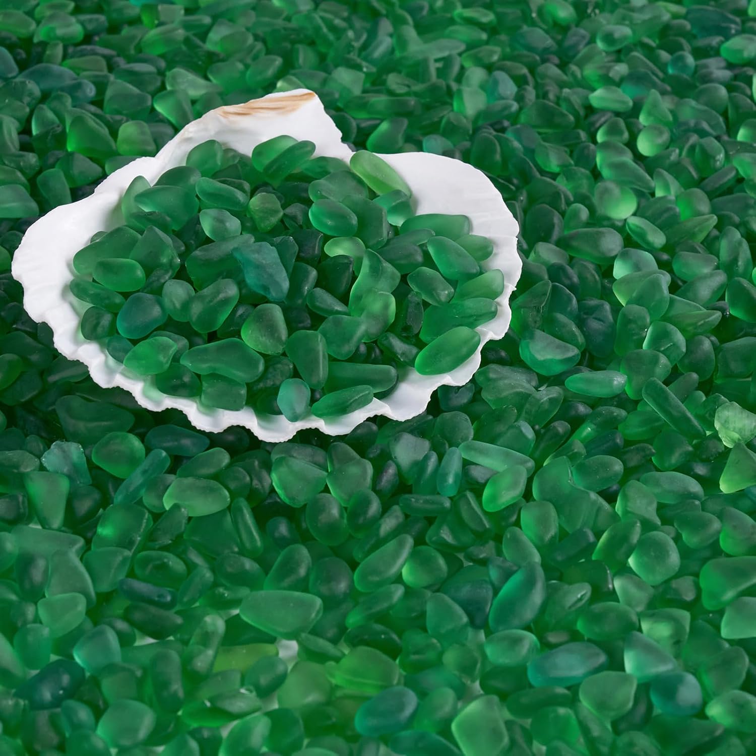 QEQEKAKA Sea Glass Stones for Crafts 1LB Green Pebbles