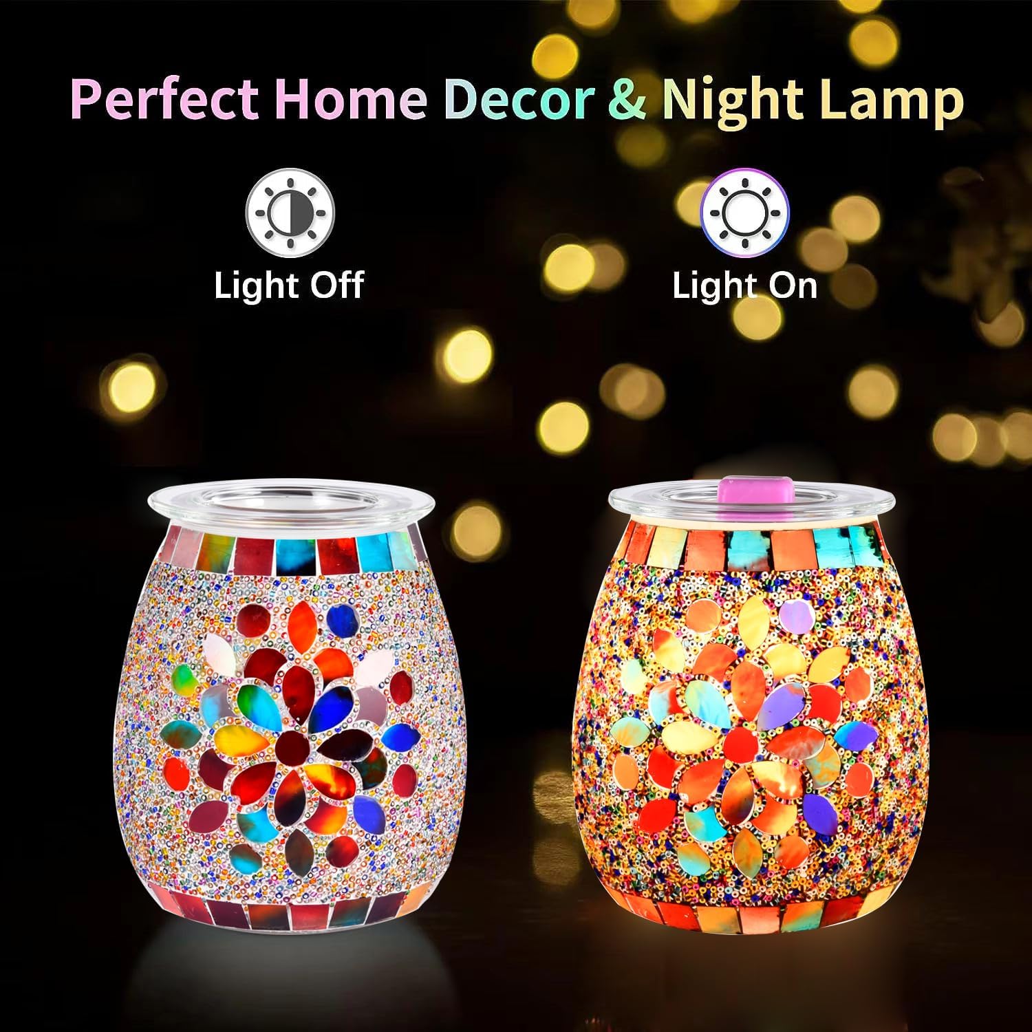 Dicimi Mosaic Glass Electric Wax Melts Warmer - Petal Design