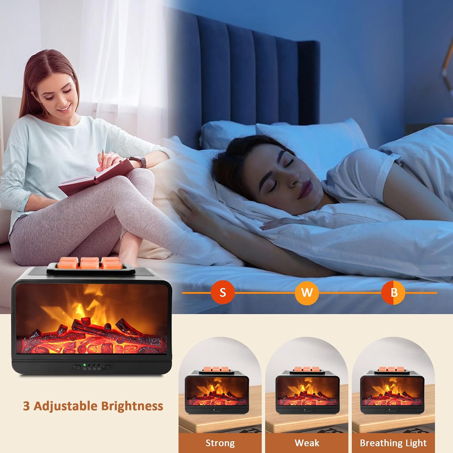 3D Dynamic Flame Electric Wax Warmer with 4 Timers