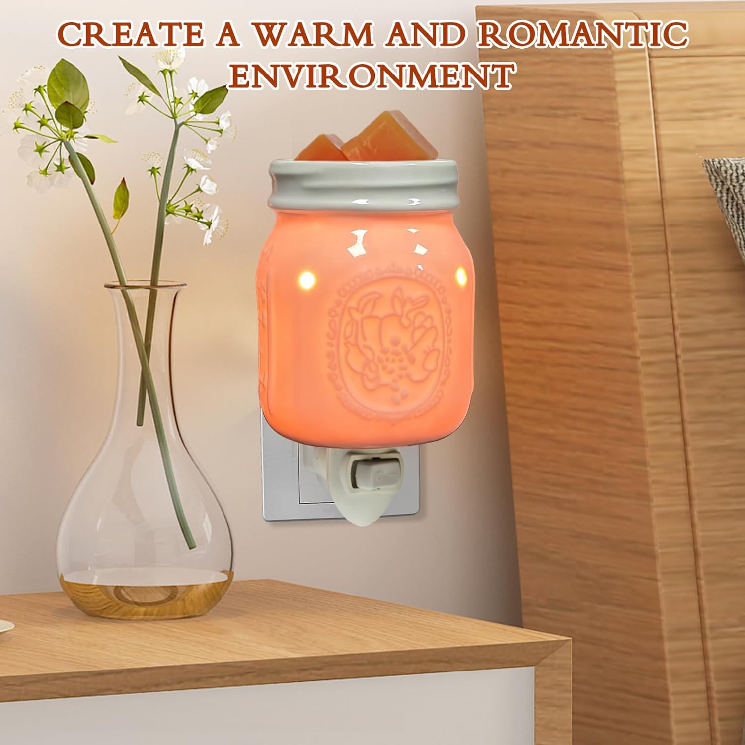 Ceramic Plug In Wax Warmer with Grape Pattern