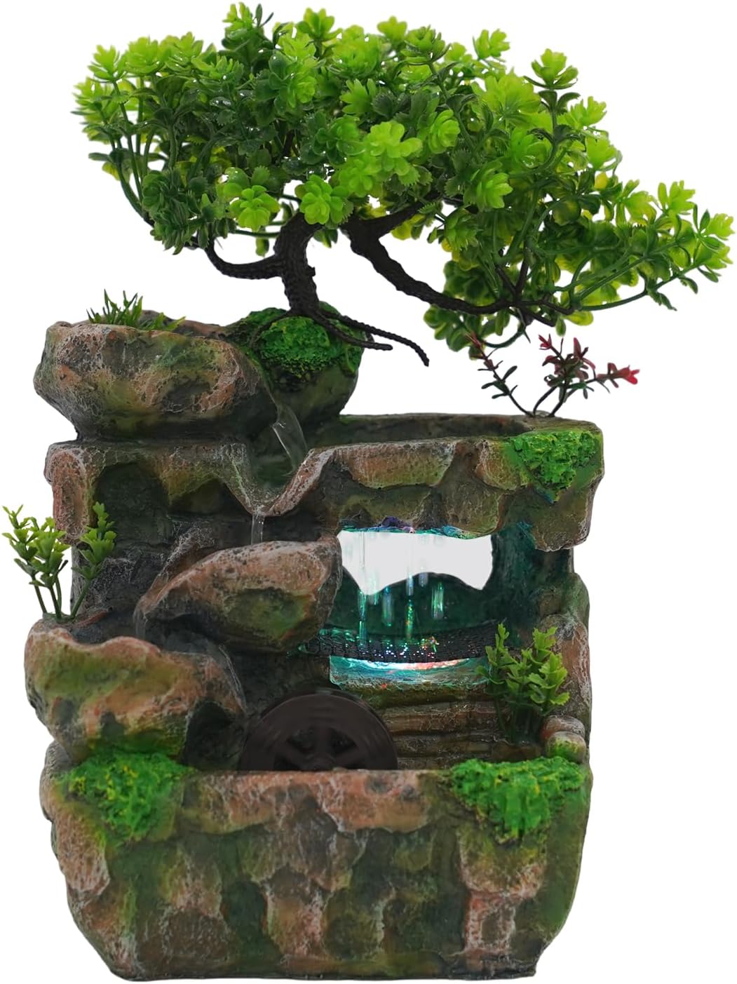 Feng Shui Desktop Fountain with LED Lights and Waterfall