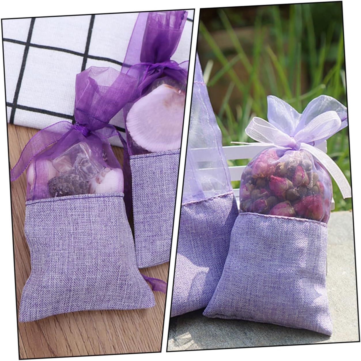 24pcs Lavender Scented Sachet Bags Drawstring Organza Pouch