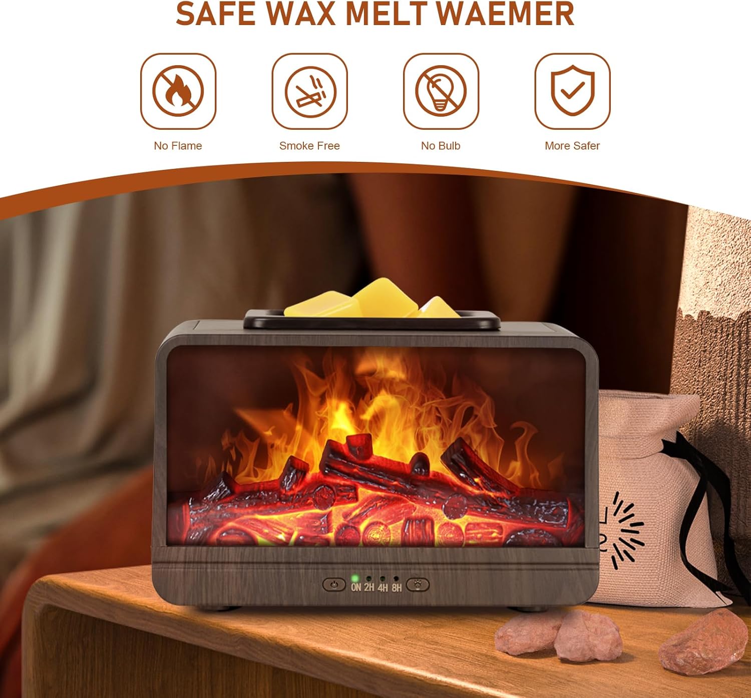 Electric Fireplace Wax Melt Warmer with 4 Timer Auto Shut Off