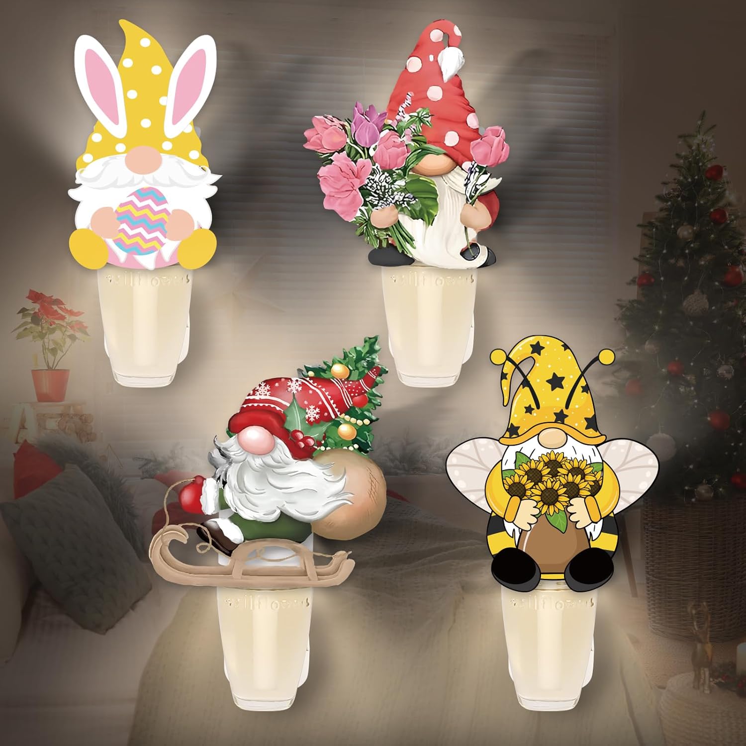 13 Pcs Gnome Fragrance Plug In with Night Light