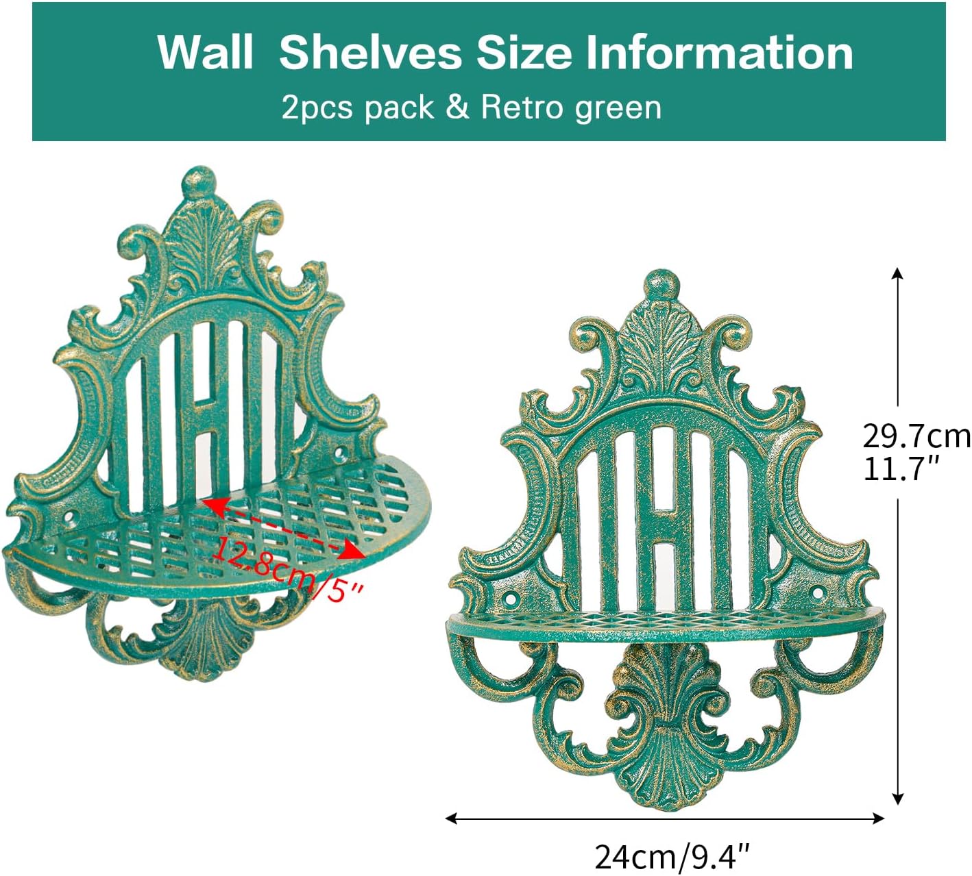 Sungmor 2PC Gothic Floating Shelves Heavy Duty Cast Iron Wall Mount