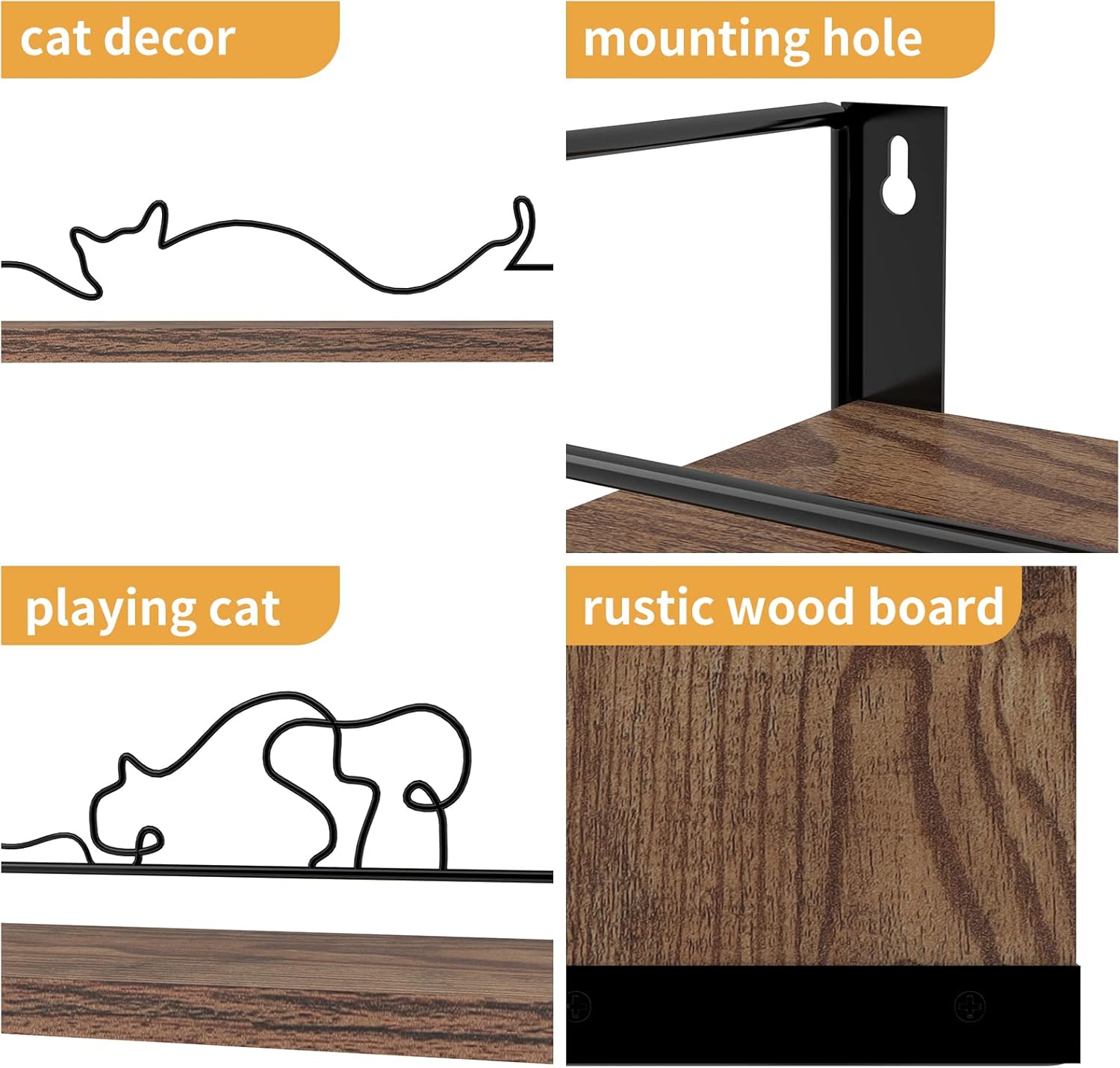 Lyeasw Floating Shelves Cat Wall Shelf Set of 3