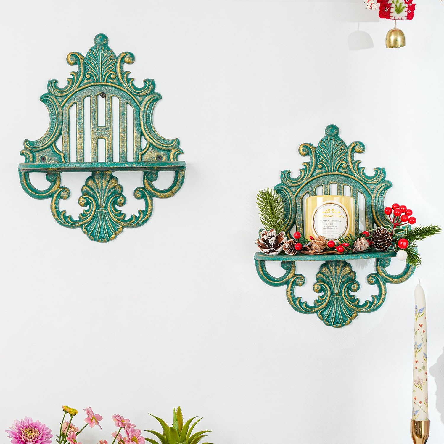 Sungmor 2PC Gothic Floating Shelves Heavy Duty Cast Iron Wall Mount