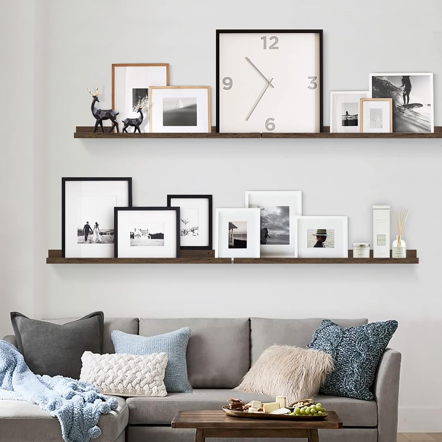 Forbena Dark Brown Floating Wall Shelves Set of 4