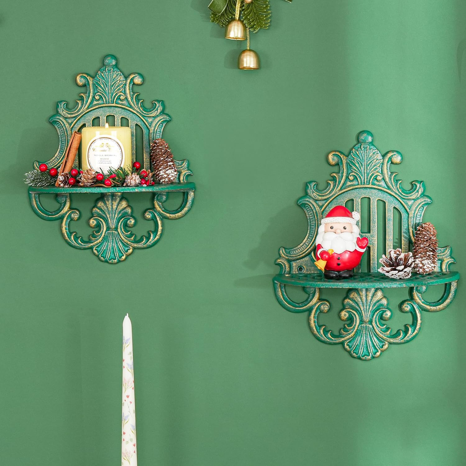 Sungmor 2PC Gothic Floating Shelves Heavy Duty Cast Iron Wall Mount