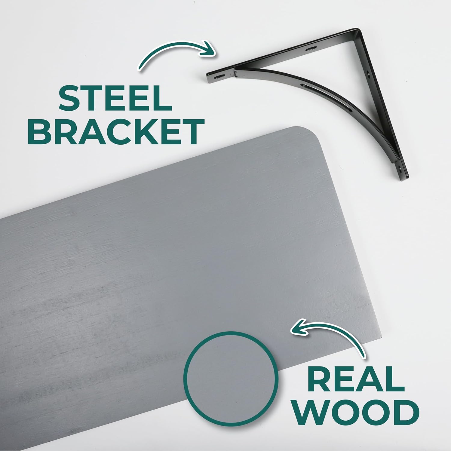 Willowy Reinforced Steel Bracket Wall Shelves Set of 2