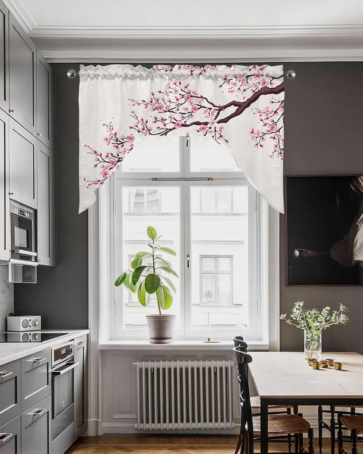 Cherry Blossom Kitchen Curtains Swag Valance 55x36 Pink